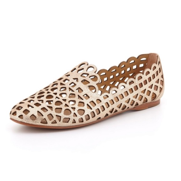 tory burch fiona laser cut smoking slippers in platinum - Picture 2 of 14